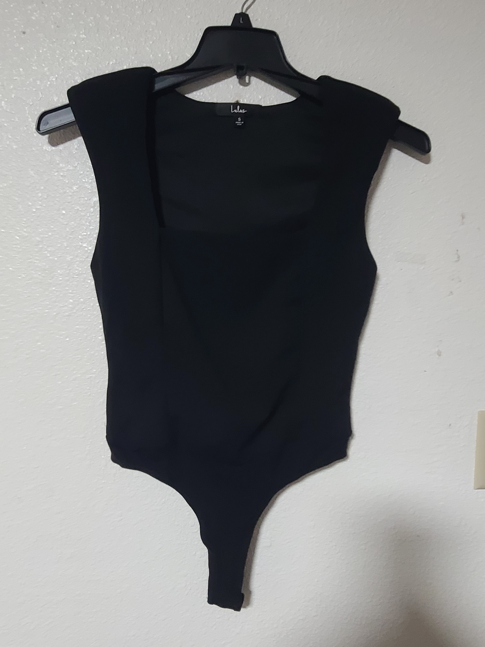 Lulu's Womens Black Square Neck One-Piece Bodysuit